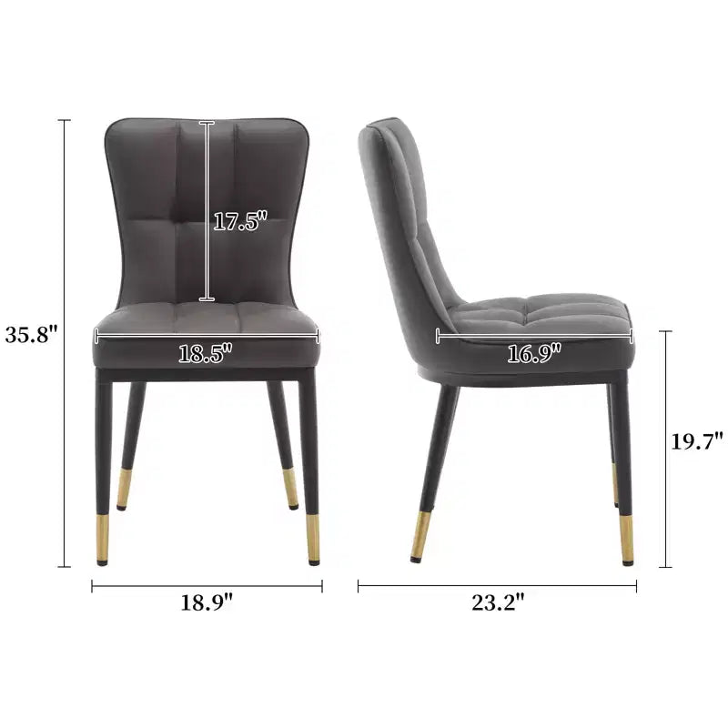 Ensemble de 6 chaises de salle à manger Bekrvio, siège moderne rembourré en similicuir avec dossier haut, pieds en métal, chaises de cuisine sans accoudoirs pour le salon et la salle à manger