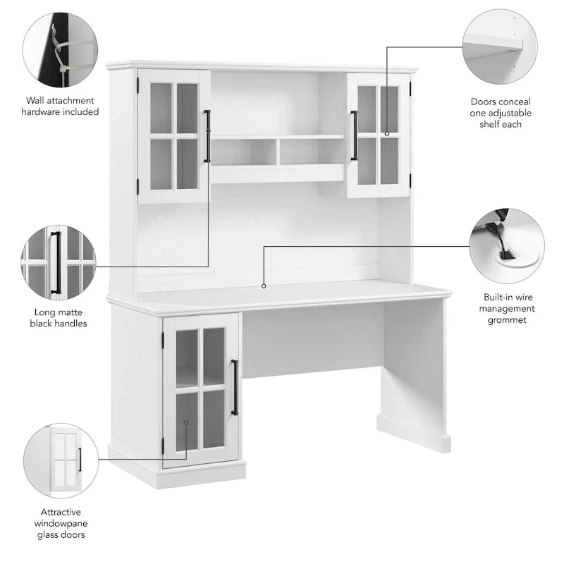 Westbrook 60W számítógépasztal felső polcos elemmel, a Bush Furniture-től
