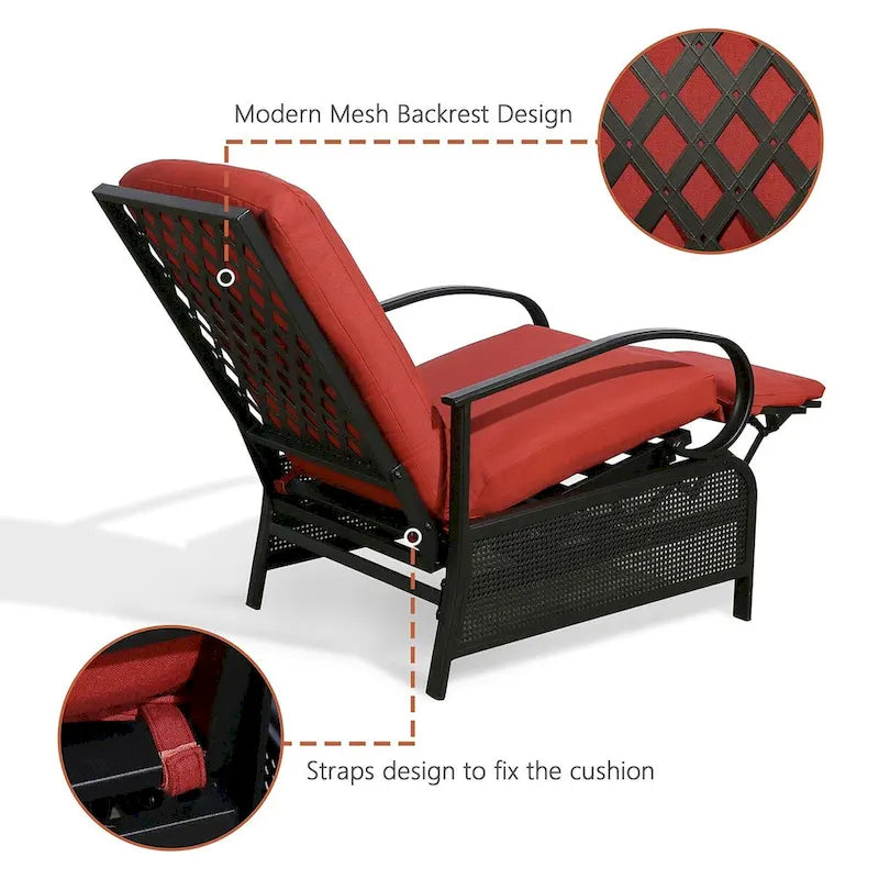 Verstellbarer Relax-Loungesessel, Lounge-Sofa für die Terrasse mit Polster - 38 (T) x 26.5 (B) x 38.5 (H) ZOLL