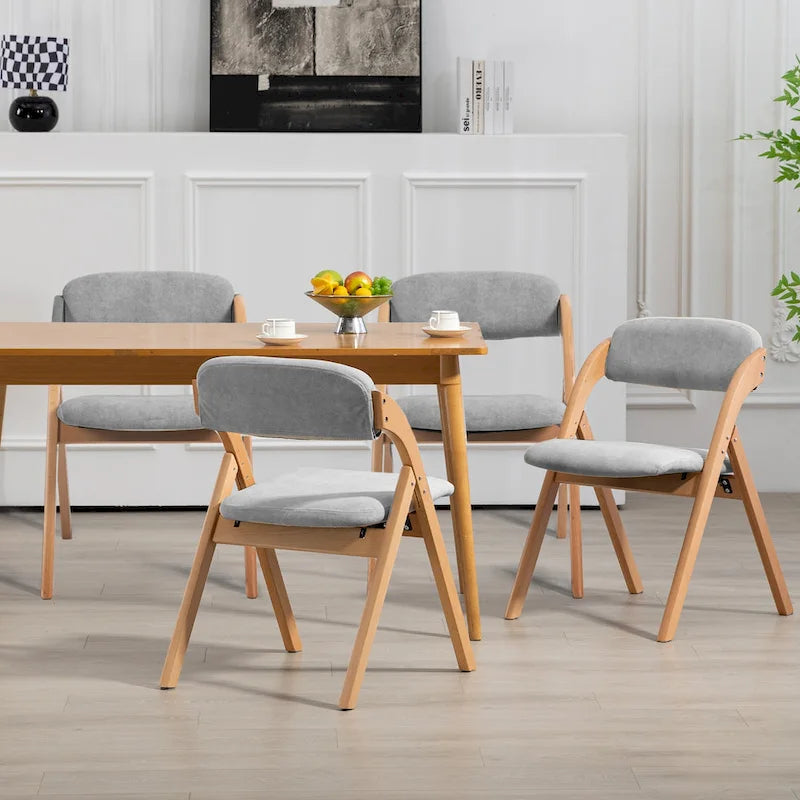 Chaises pliantes de salle à manger en bois empilables avec assises rembourrées (lot de 4)