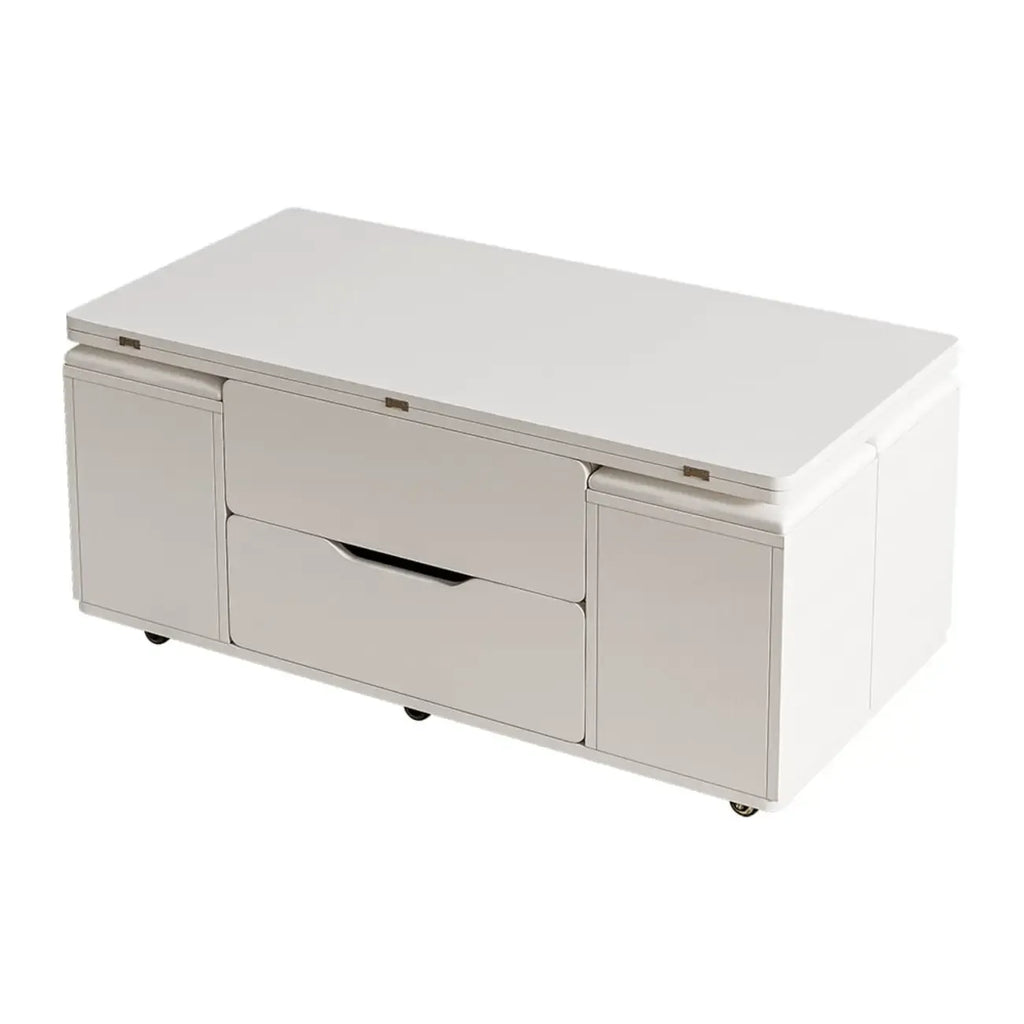 Table basse pliable à plateau relevable avec 4 tabourets et espace de rangement