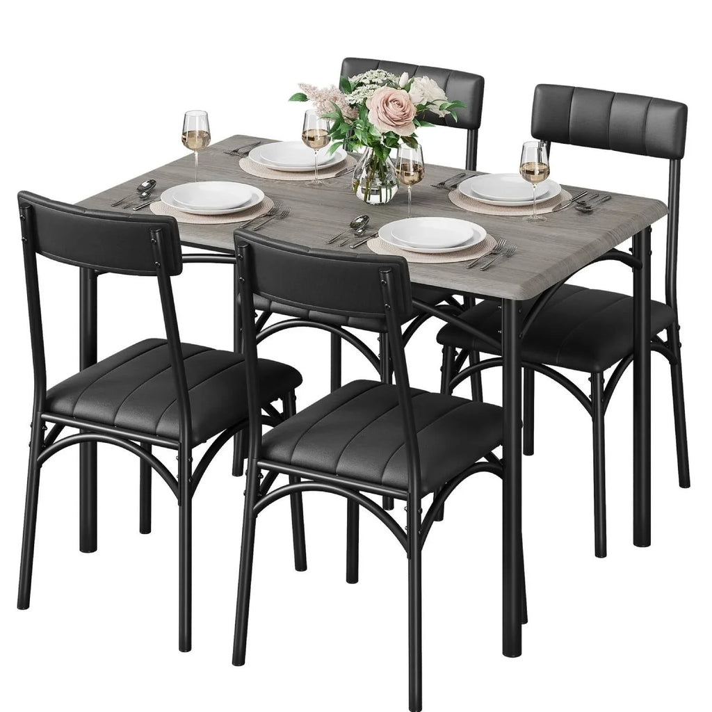 Ensemble de table à manger rectangulaire pour 4 personnes avec chaises rembourrées