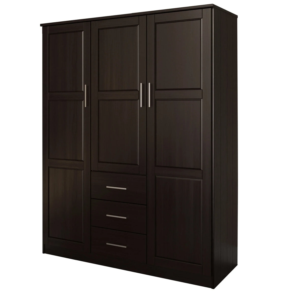 Palace Imports Cosmo kledingkast met 3 deuren, 100% massief hout, met deuren van massief hout of spiegelglas