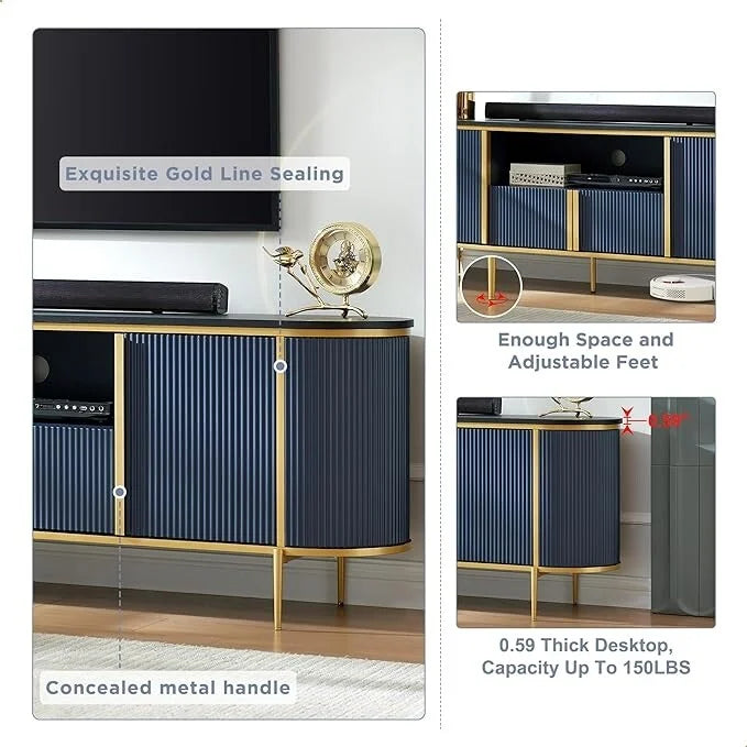 Moderner luxuriöser TV-Ständer, Entertainment-Center, mit Kunstmarmorplatte