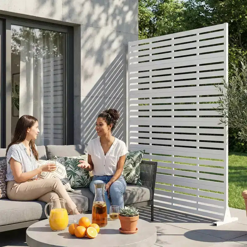 Panneau d’intimité extérieur blanc naturel MAYEERTY 72x47, ensemble de 6 pièces, séparateur pliant naturel pour cour et jardin