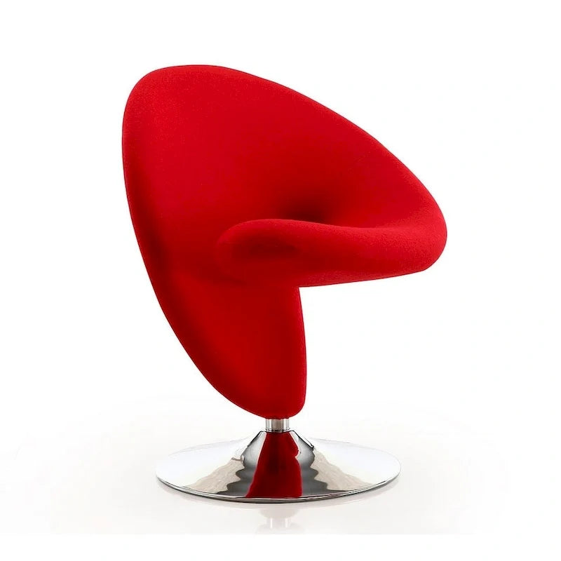 Manhattan Comfort Curl draaibare accentstoel van chroom en wolmix (set van 2)