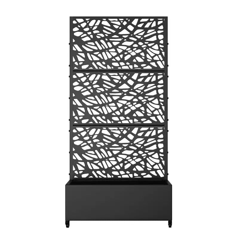 MAYEERTY plantenbak met ijzeren trellis, zwart net, stijl 01, 72x47x16in, set van 3