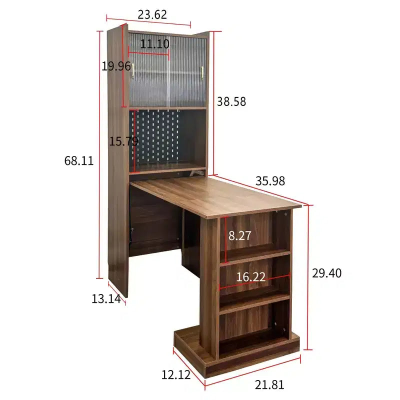 GDFStudio Sinclair moderne houten inklapbare studeertafel van 36 inch met opbergruimte