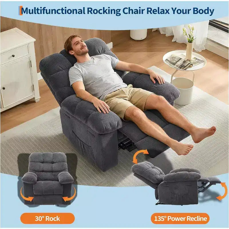 Fotel rozkładany z ręczną regulacją, ergonomiczny fotel z oddychającego materiału i kieszeniami bocznymi, jednoosobowa sofa, odpowiednia do salonu lub sypialni