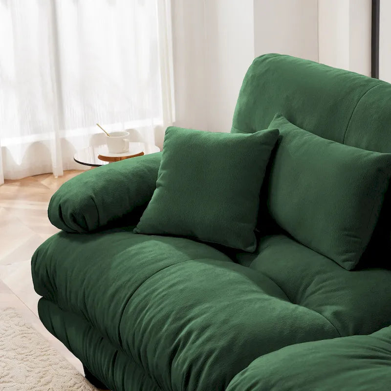 L-förmiges Zweisitzer-Sofa aus Chenille mit Lendenkissen