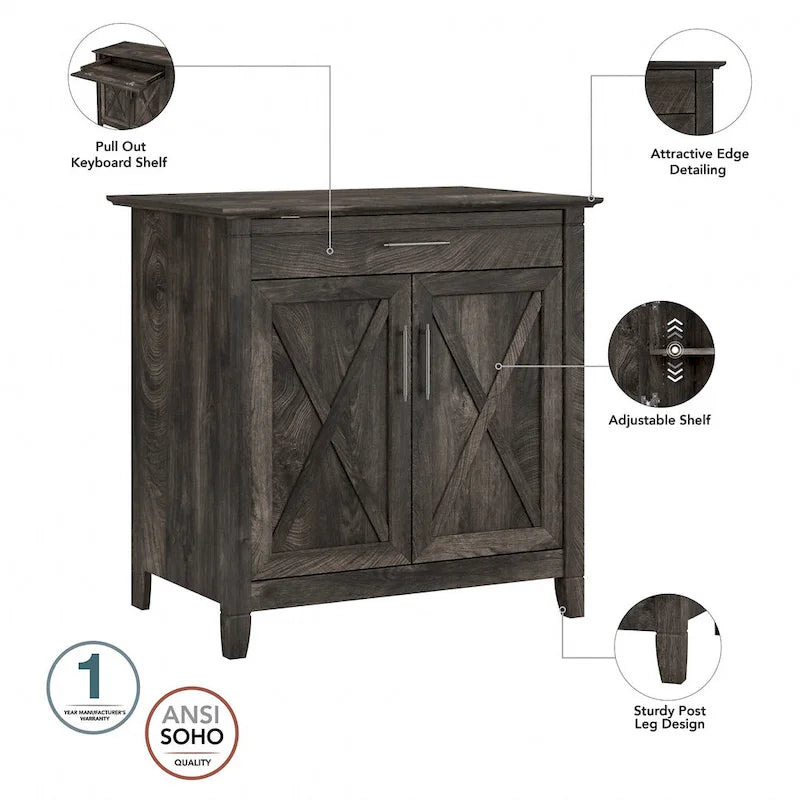 Biurko sekretarzyk Key West z szafką do przechowywania marki Bush Furniture