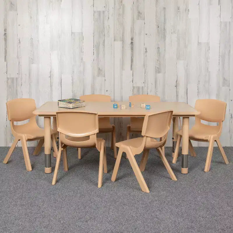 Rechteckiges, höhenverstellbares Aktivitätstisch-Set aus Kunststoff von Emma und Oliver, 23,625 W × 47,25 L, mit 6 Stühlen