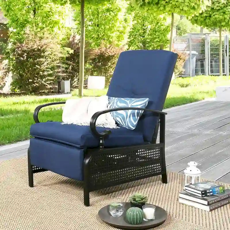 Verstellbarer Relax-Loungesessel, Lounge-Sofa für die Terrasse mit Polster - 38 (T) x 26.5 (B) x 38.5 (H) ZOLL