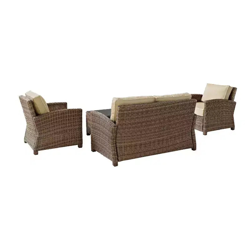 Bradenton 4-teiliges Outdoor-Sitzmöbel-Set aus Korbgeflecht – Crosley