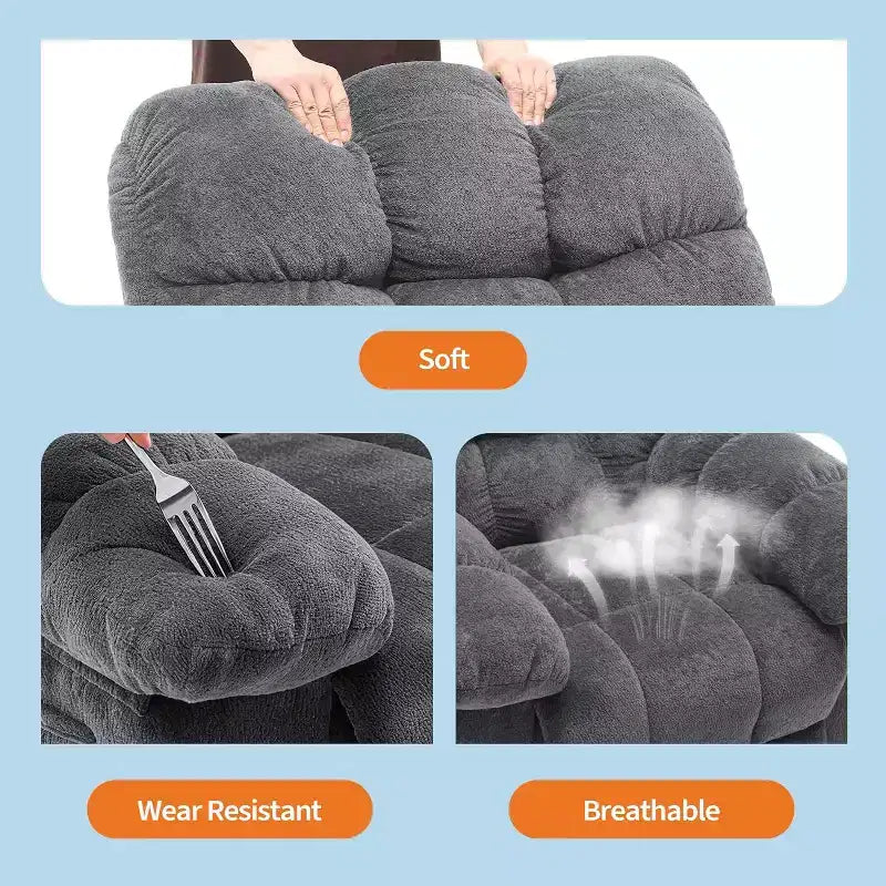 Fotel rozkładany z ręczną regulacją, ergonomiczny fotel z oddychającego materiału i kieszeniami bocznymi, jednoosobowa sofa, odpowiednia do salonu lub sypialni