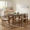 7-delige ovale eetkamertafelset voor 6 personen, grote familiekeukentafel van 71 inch met 6 gevoerde eetkamerstoelen, walnoot - Christopher Knight Home