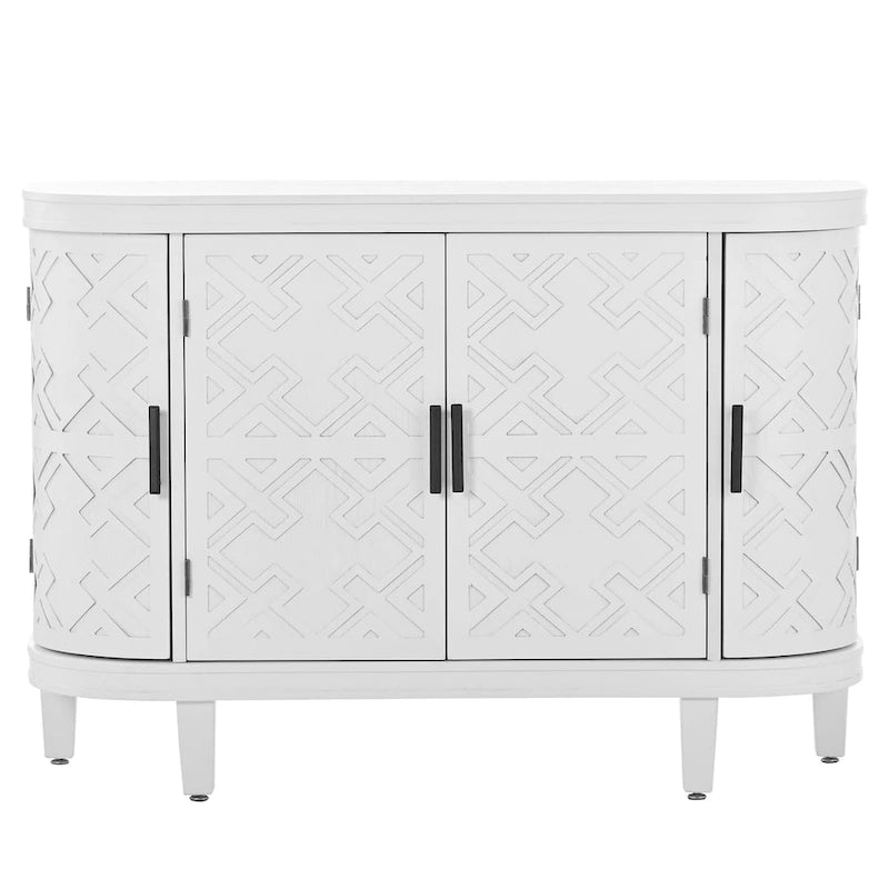 Buffet de rangement décoratif en bois avec portes à motifs antiques pour couloir, entrée, salon ou chambre