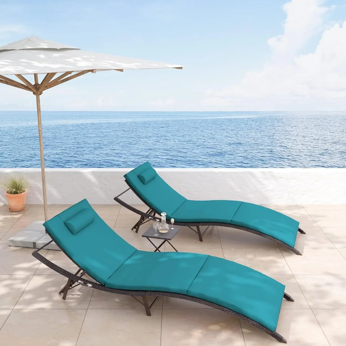 Ensemble de 3 chaises longues d’extérieur Kullavik