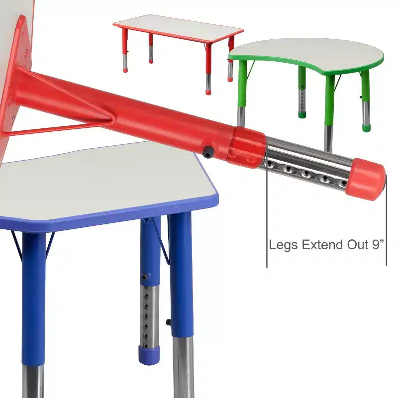 Rechteckiges, höhenverstellbares Aktivitätstisch-Set aus Kunststoff von Emma und Oliver, 23,625 W × 47,25 L, mit 6 Stühlen
