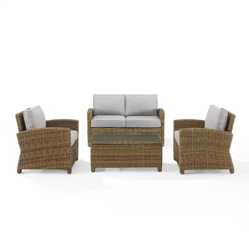 Bradenton 4-teiliges Outdoor-Sitzmöbel-Set aus Korbgeflecht – Crosley