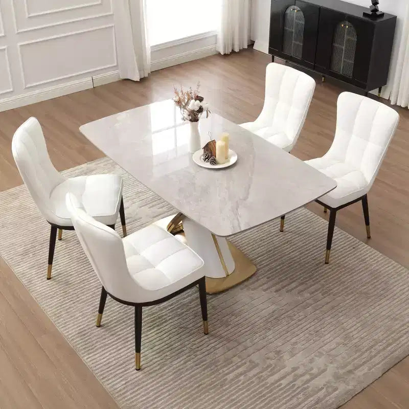 Ensemble de 6 chaises de salle à manger Bekrvio, siège moderne rembourré en similicuir avec dossier haut, pieds en métal, chaises de cuisine sans accoudoirs pour le salon et la salle à manger