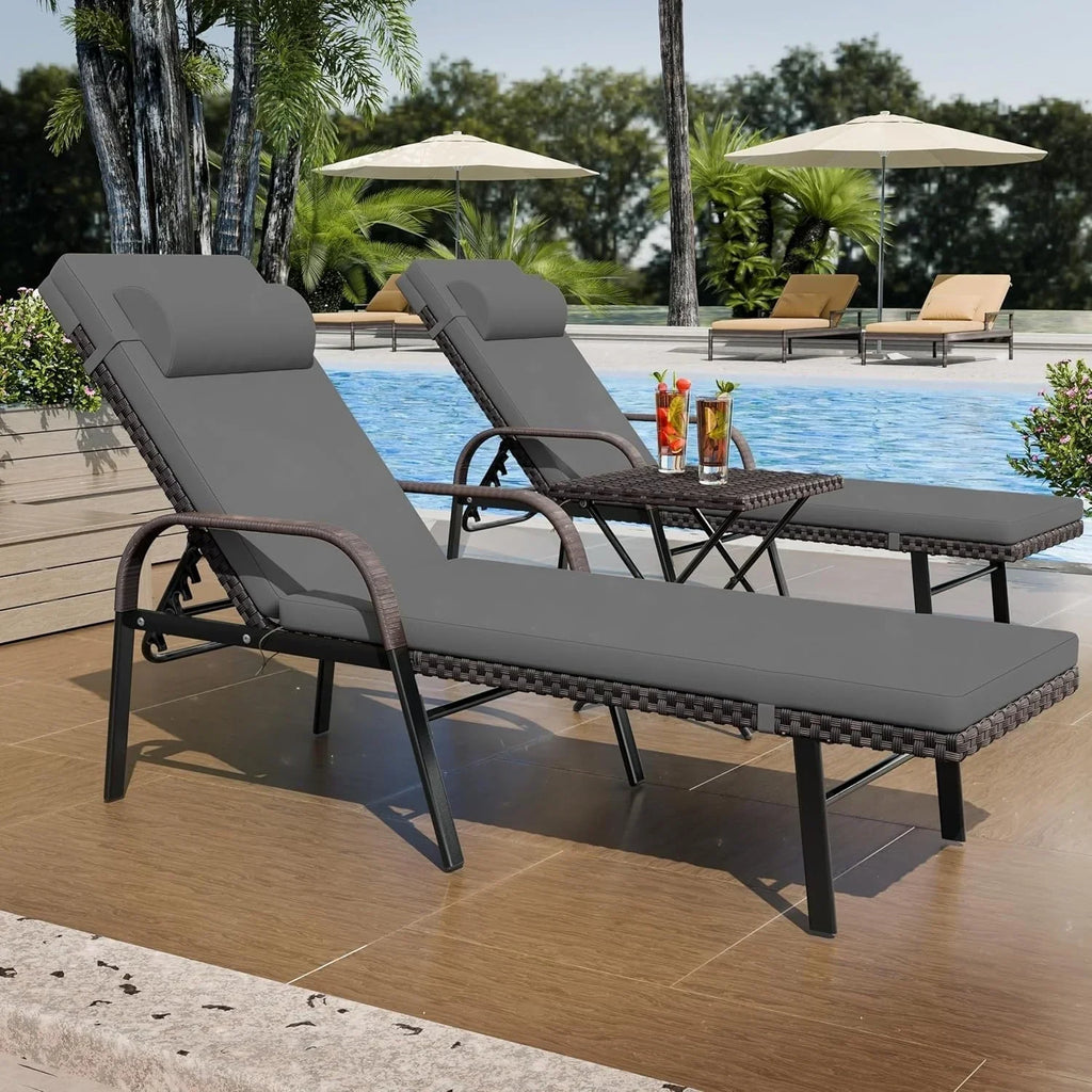 Ensemble de 3 chaises longues d’extérieur Kullavik