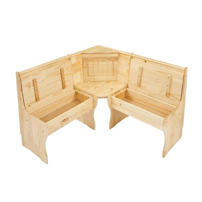 Ensemble de coin repas 3 pièces MUSEHOMEINC de style traditionnel en bois massif, avec banc latéral et rangement dissimulé