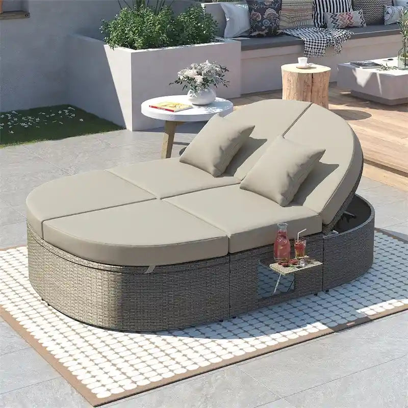 Lit de repos extérieur pour 2 personnes avec coussins et oreillers
