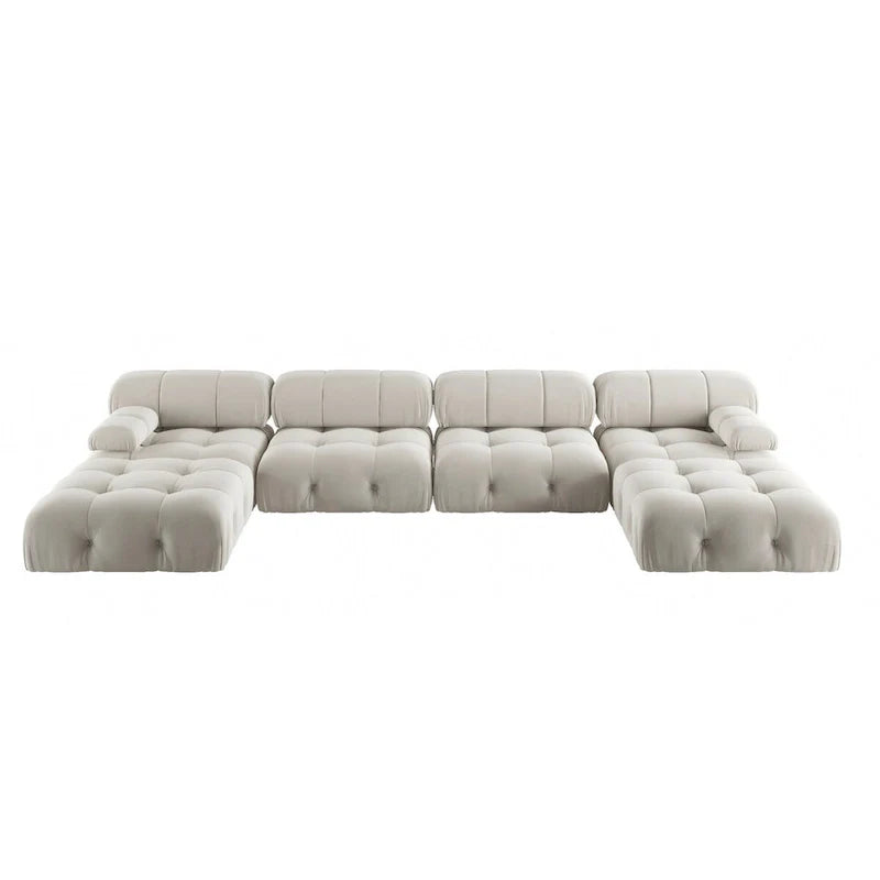 138 modulaire omkeerbare hoekbank, U-vormige minimalistische fluwelen bank