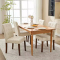 Ensemble de 6 / 4 chaises de salle à manger Parsons capitonnées à boutons – chaises de cuisine en tissu rembourré avec pieds en bois et assises rembourrées – mobilier de salon et de cuisine