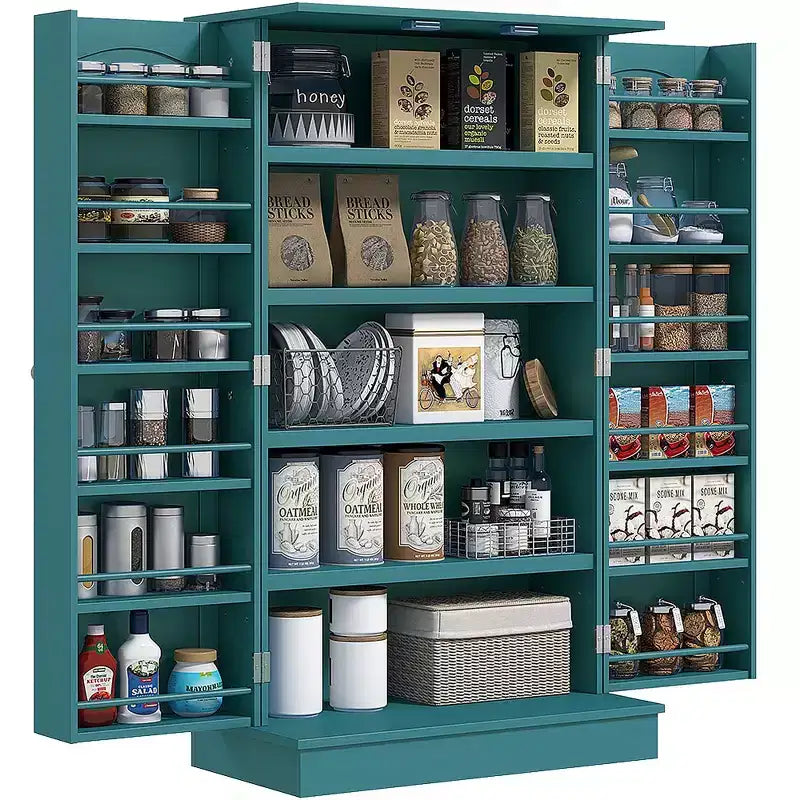 Armoire de cuisine HOMCOM de 41 po, meuble de cuisine à 2 portes avec étagères de rangement à 5 niveaux, 12 range-épices et étagères réglables pour la salle à manger