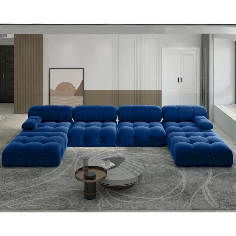 138 modulaire omkeerbare hoekbank, U-vormige minimalistische fluwelen bank