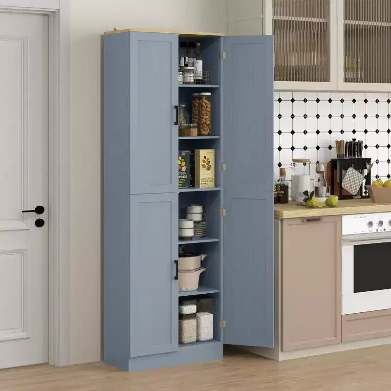 Garde-manger de cuisine autoportant HOMCOM 67 po, meuble de rangement à 4 portes avec étagères et portes réglables