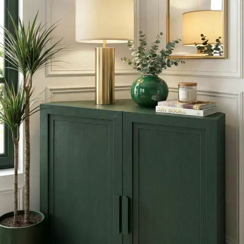 Dovelina hoekkast met verstelbare planken, dressoir, buffetkast, wijnkast en keuken- en eetkamerkast met houten deuren – 31H x 31W, 36H x 31W