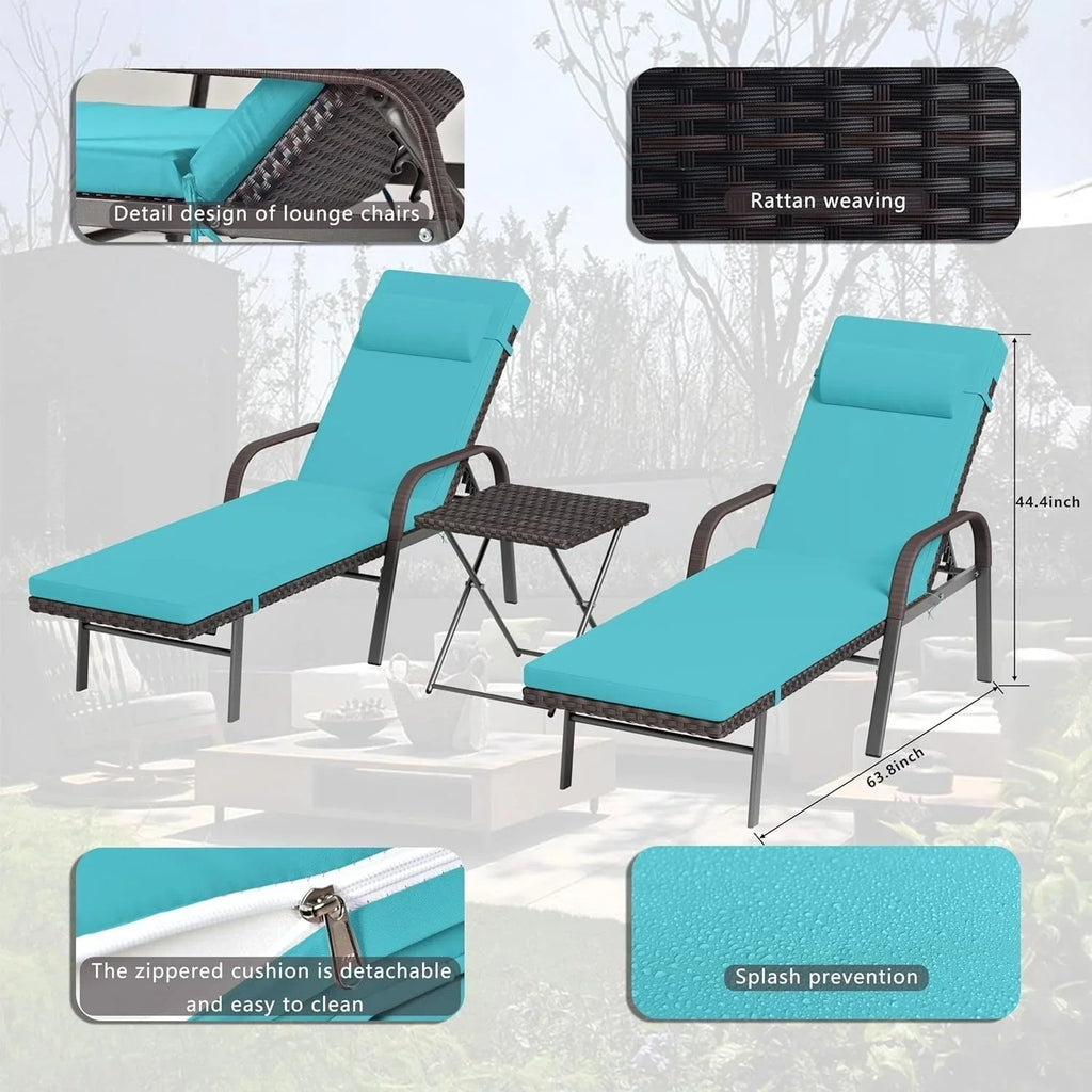 Ensemble de 3 chaises longues d’extérieur Kullavik