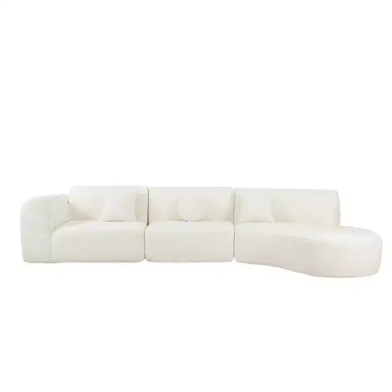 Moderne gebogen hoekbank van 140 inch met chaise longue, 3-delige set voor de woonkamer