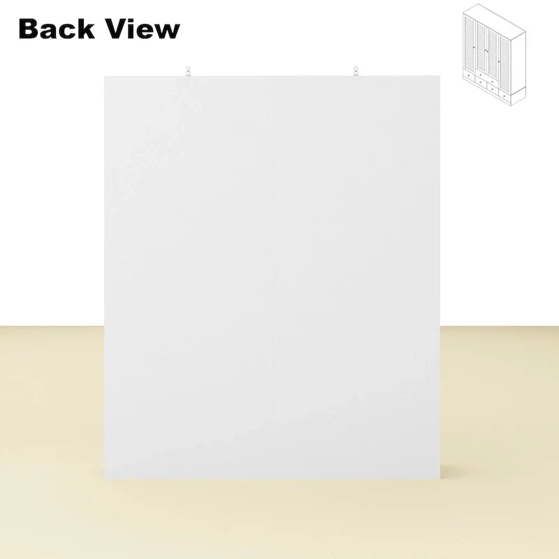 Armoire-penderie blanche de 59 po de large, grande armoire autoportante