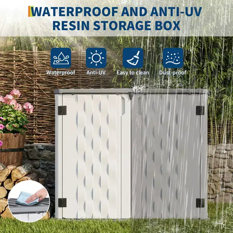 Outdoor-Aufbewahrungsschrank, wasserdichte Aufbewahrungsbox aus Kunstharz für Mülltonnen