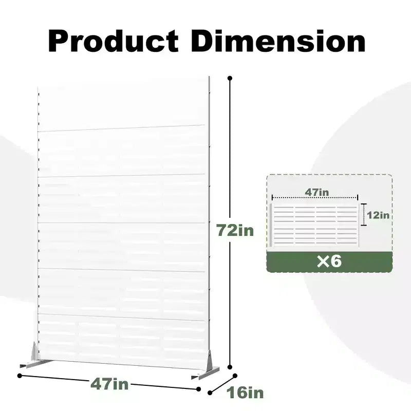Panneau d’intimité extérieur blanc naturel MAYEERTY 72x47, ensemble de 6 pièces, séparateur pliant naturel pour cour et jardin