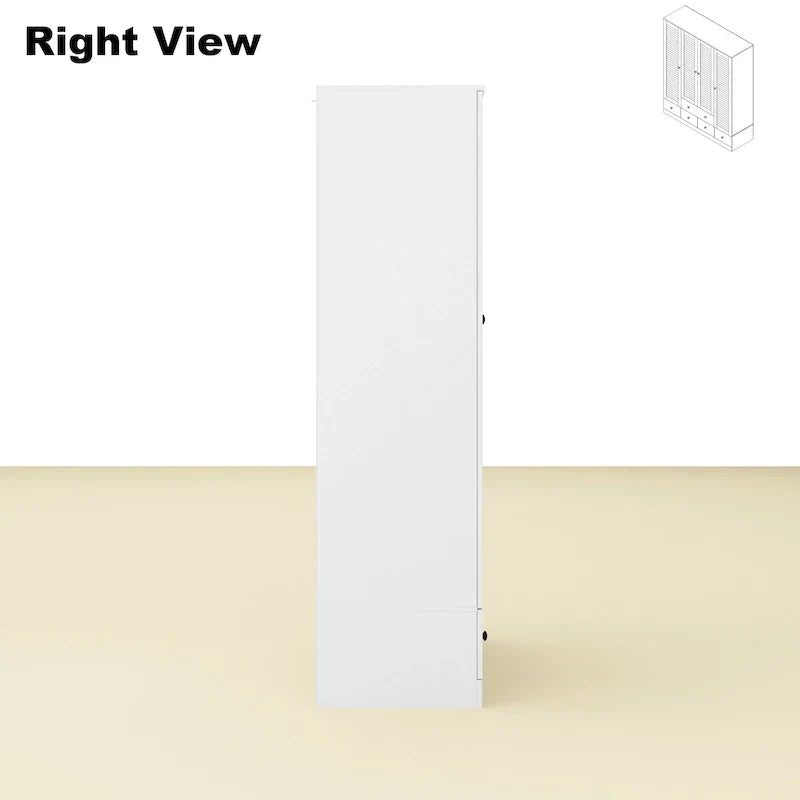 Armoire-penderie blanche de 59 po de large, grande armoire autoportante
