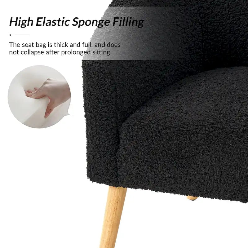 Sheila moderne fauteuil van 30 W met bouclébekleding en poten van massief hout, set van 2, van HULALA HOME